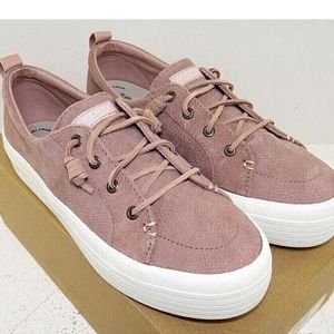 Womens Sperry Top-Sider Crest Vibe Blush Serpent Suede Platform Sneakers 9.5 euc